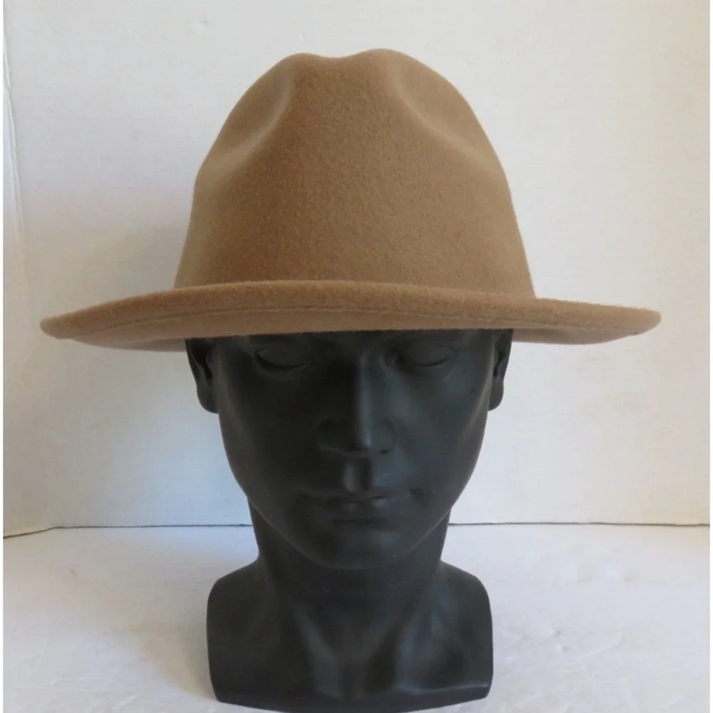 Yellow 108 Luke Fedora Hat Tan 100% Wool Water Repelant Medium  Made in USA